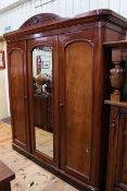 Victorian mahogany 6ft wardrobe with centre mirror door.