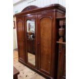 Victorian mahogany 6ft wardrobe with centre mirror door.