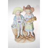 Bisque figurine of Country Folk Children, 30cm high.