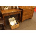 Mahogany three height chest and mahogany fold over top tea table.