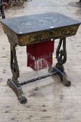 Early 19th Century chinoiserie lacquered work table.