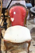 Victorian walnut nursing chair on cabriole legs.