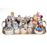 Tray lot with Royal Doulton Disney 101 Dalmations figures, two Mickey Mouse figures,