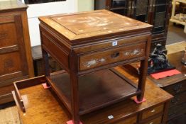 Chinese mother of pearl inlaid occasional table, 56cm square.