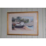 Dudley Richardson, 1925, A Peaceful Port, watercolour, 30cm by 36cm, framed.