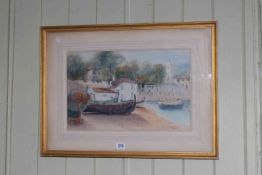 Dudley Richardson, 1925, A Peaceful Port, watercolour, 30cm by 36cm, framed.