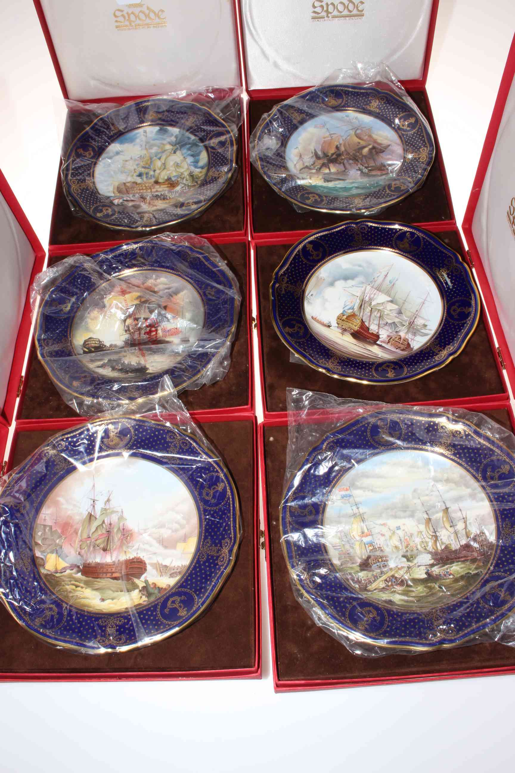 Collection of six Spode Maritime England plates, limited edition, boxed and with certificates.