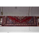 Hand made Iranian red ground wool carpet 2.75 by 1.75.
