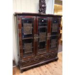 Chinoiserie design triple glazed door side cabinet, 1.5m wide, 1.67m high and 0.40m deep.