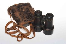 Pair antique leather cased binoculars by George Wilson, London.