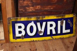 Vintage Bovril enamel sign, 123cm by 45cm.