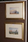 After J.M.W. Turner, pair seascape watercolours, 15cm by 22.5cm, in glazed frames.