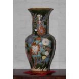 Large pottery vase/stick stand with floral design, 80cm high.