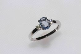 Sapphire and diamond ring, the oval sapphire 0.