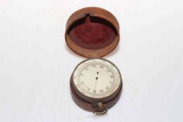 Leather cased aneroid pocket barometer by T. Wheeler, London.