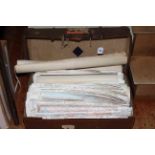 Suitcase of UK vintage and modern ordnance survey maps.