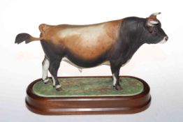 Royal Worcester Jersey Bull on wood plinth, no. 370.
