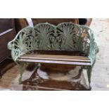 Coalbrookedale style fern and leaf pattern cast garden bench, 82cm by 120cm.