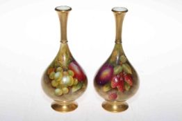 Pair Royal Worcester fruit painted vases, one signed E.