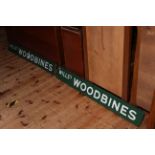 Pair vintage Wills Woodbines enamel signs, 122cm by 15cm.