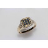 Art Deco style sapphire and diamond ring, set in 10ct yellow gold, with gemological certificate.