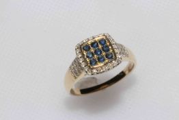 Art Deco style sapphire and diamond ring, set in 10ct yellow gold, with gemological certificate.