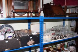 Collection of glassware including decanter and vases, assorted china, E.P etc.