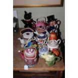 Collection of ceramic teapots including Aynsley, Sadler, Staffordshire, Oriental, etc.