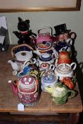 Collection of ceramic teapots including Aynsley, Sadler, Staffordshire, Oriental, etc.