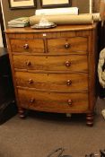 Victorian mahogany bow front chest of two short above three long graduated drawers on turned legs,