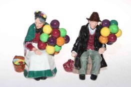 Two Royal Doulton figures 'The Old Balloon Seller' and 'The Balloon Lady'.