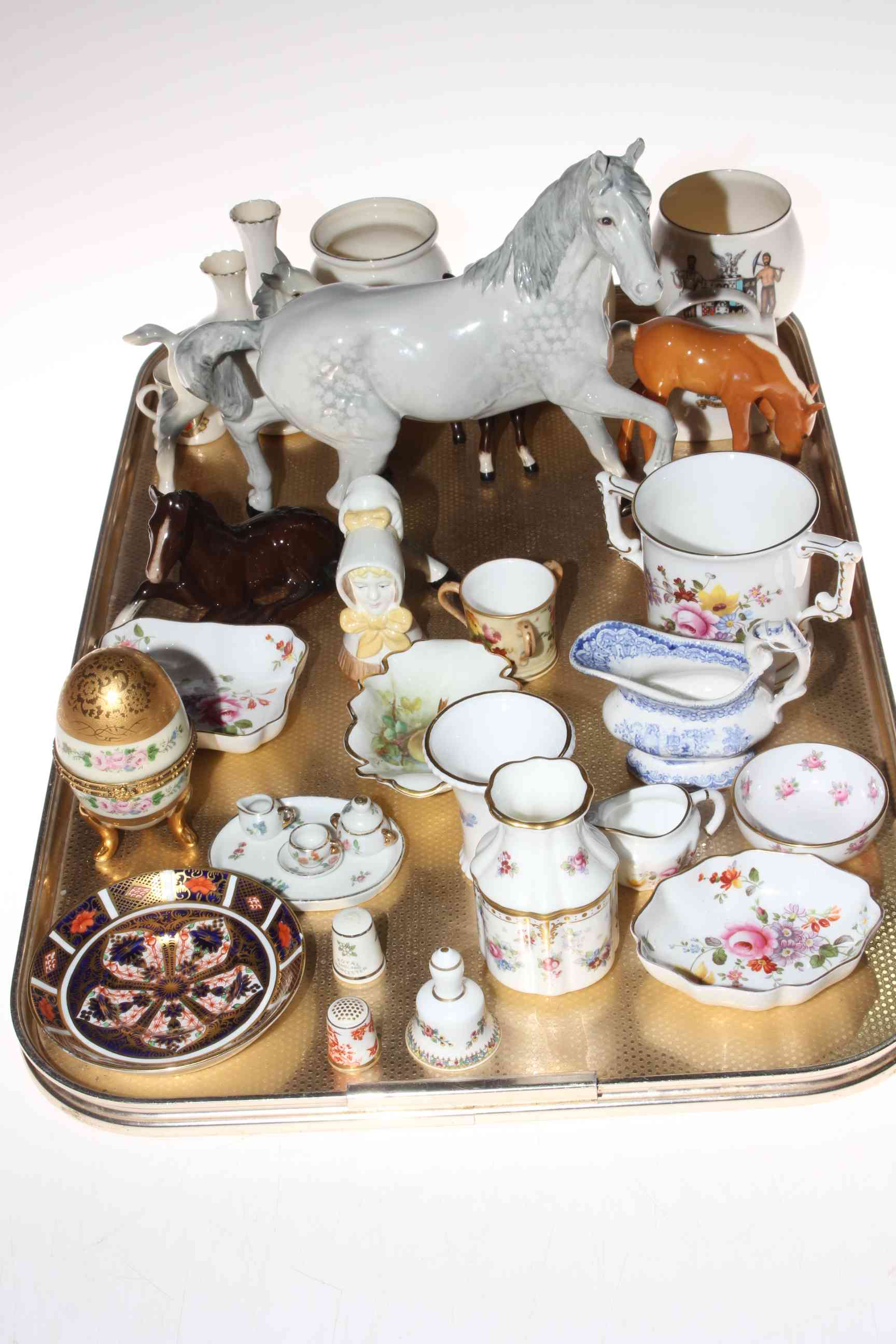 Beswick horses and foals, Derby posies, mug, vases and dishes, Worcester miniature tyg,