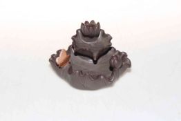 Chinese pottery leaf and butterfly styled brush washer pot.