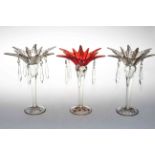 Three Venetian glass table lustres, 24cm.