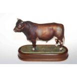 Royal Worcester Dairy Shorthorn Bull on wood plinth, no. 263.