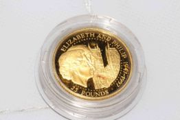 1997 Guernsey gold proof £25 coin, boxed and with certificate.