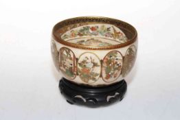 Satsuma Meiji period bowl, the exterior decorated with twelve oval panels of figures,