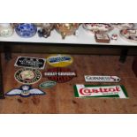 Eight cast iron signs including railway, breweriana and motoring interest.