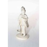 Good Japanese Meiji period ivory Okimono of Geisha carrying basket of oysters, signed, 15.5cm.