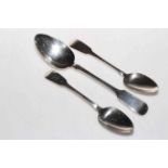 Irish silver fiddle pattern tablespoon, Dublin 1937, and pair of dessert spoons, Dublin 1845 (3).