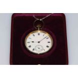 Good Waltham Riverside keyless pocket watch in 18 carat gold case hallmarked for 1908, boxed.