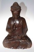 Large carved wood statue of a Buddha, 60cm.