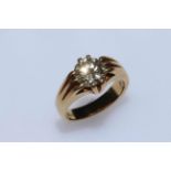 Gents 2 carat solitaire diamond ring set in 18 carat gold.