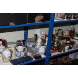 Large collection of glass and china, decorative plates, metalwares, etc.