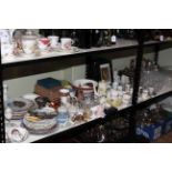 Large collection of ceramics, glass and metalwares including Oriental, Nao, Royal Albert, Minton,