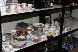 Large collection of ceramics, glass and metalwares including Oriental, Nao, Royal Albert, Minton,