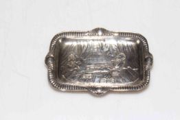Victorian silver pin try, embossed with 'Sir Walter Raleigh First', Birmingham 1897.