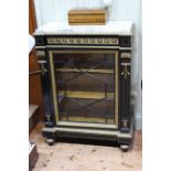 Victorian ebonised and ormolu mounted marble topped inverted breakfront pier cabinet with astragal