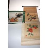 Two Chinese handpainted scrolls.