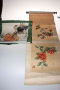 Two Chinese handpainted scrolls.